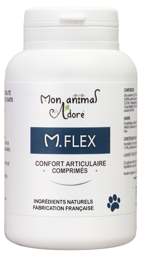 M. Flex, pour améliorer la mobilité et la souplesse des chiens et des chats, pot de 180 comprimés