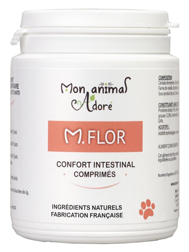 M. Flor, comprimés aux actifs naturels pour un meilleur équilbre de la flore intestinale du chien et du chat, pot de 100 g
