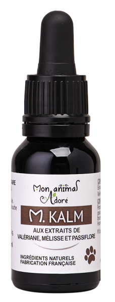 M. Kalm est une solution aux extraits de plantes pour apaiser votre chien ou votre chat en cas de stress, flacon de 15 ml